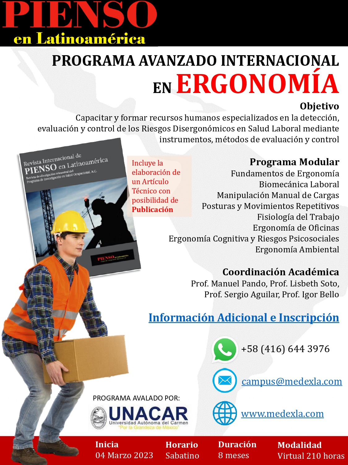 DIPLOMADO AVANZADO INTERNACIONAL EN ERGONOMÍA